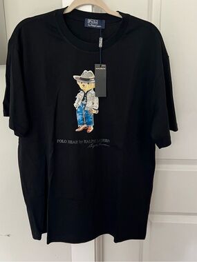 Ralph Lauren Black Polo Bear Cowboy Graphic Tee